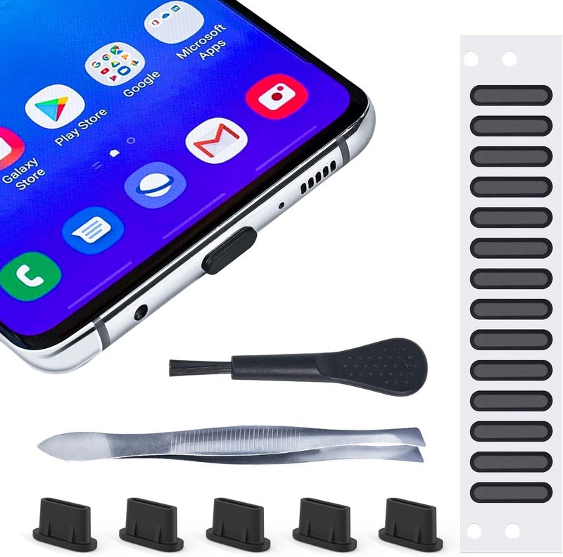 imComor 5PACK USB C Dust Plug Type C Port Cover for iPhone 17/16/15 Pro Max Plus Speaker Mesh Cover Protector for iPhone 16/15, Samsung Galaxy S25 S24 S23 S22 S21, MacBook, USB C Port Dustproof Adhesive Cover - Image 1